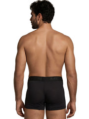 Black Xtremen boxer brief in microfiber with a subtle hexagonal pattern and an elastic logo waistband.