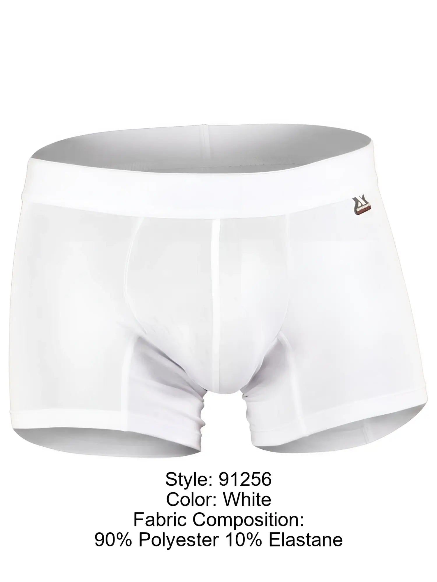 White Xtremen boxer brief in microfiber with a subtle geometric pattern and logo on the elastic waistband.