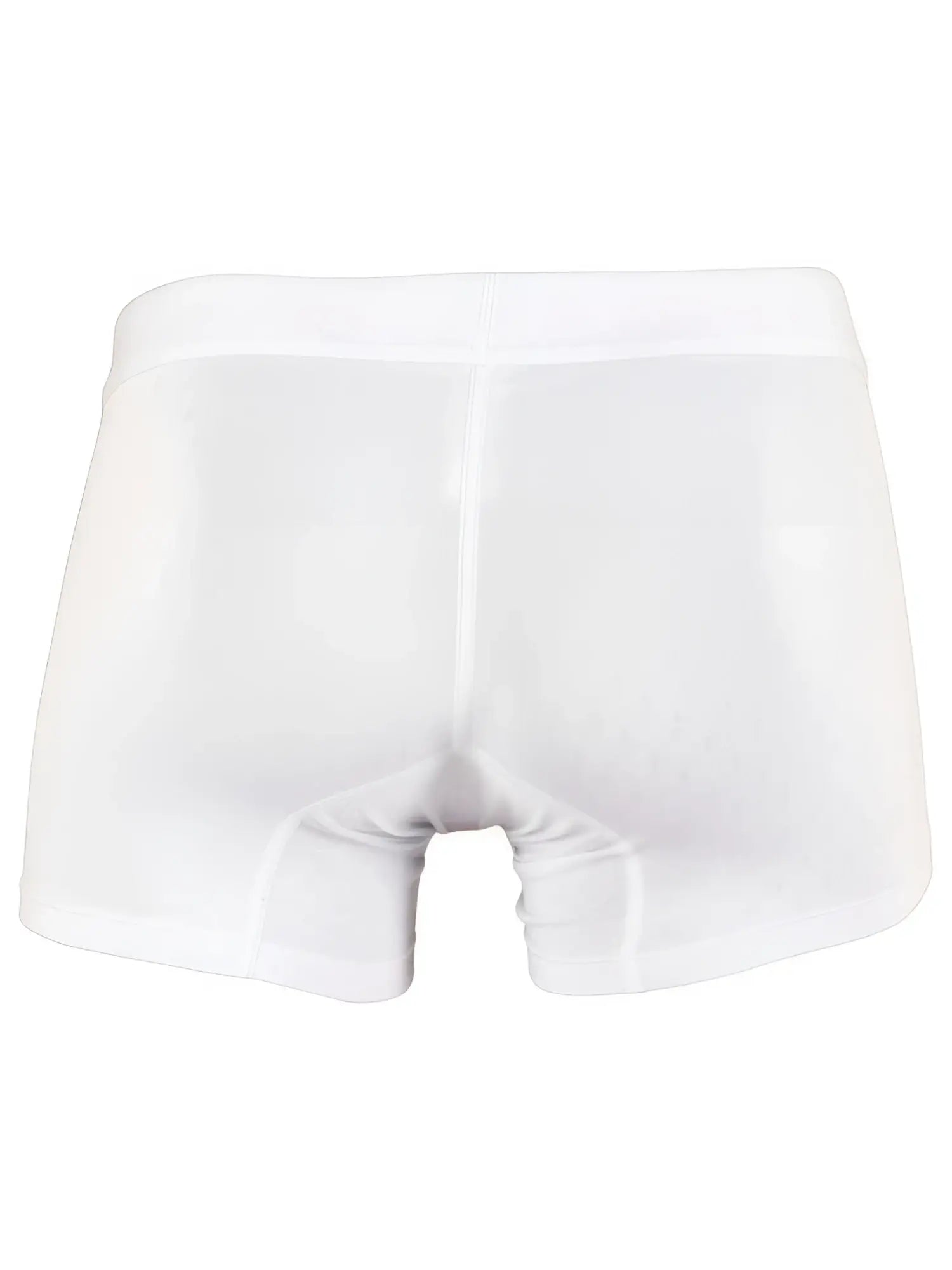 Xtremen white mesh boxer briefs with a solid waistband and textured microfiber finish, viewed from the back.