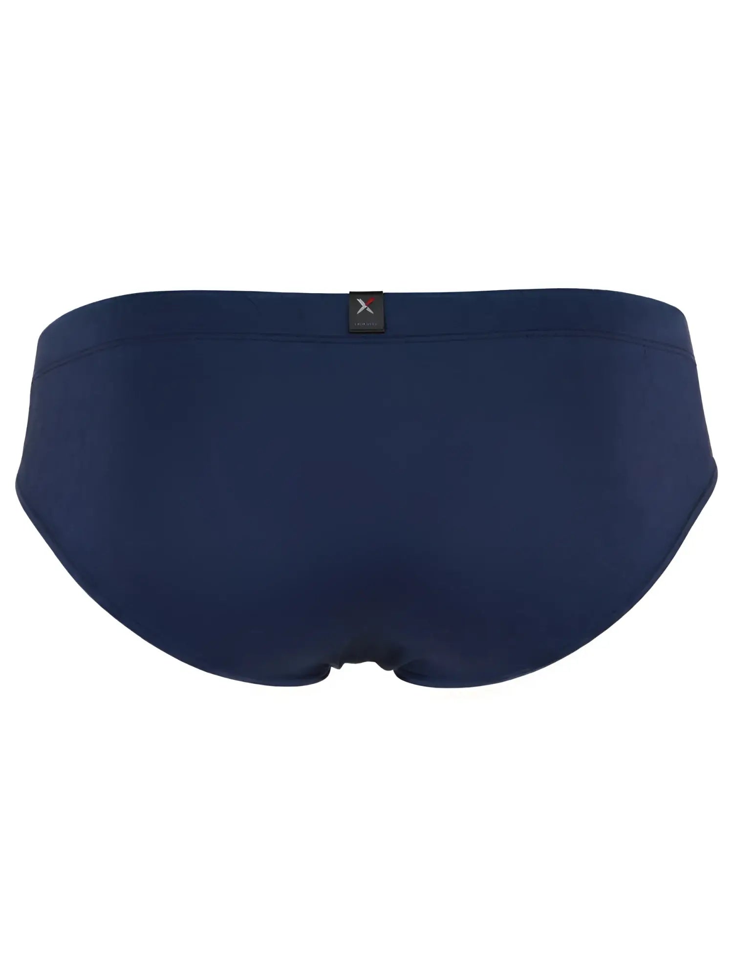 Navy blue microfiber bikini brief with a subtle honeycomb texture and center back Xtremen logo tab.