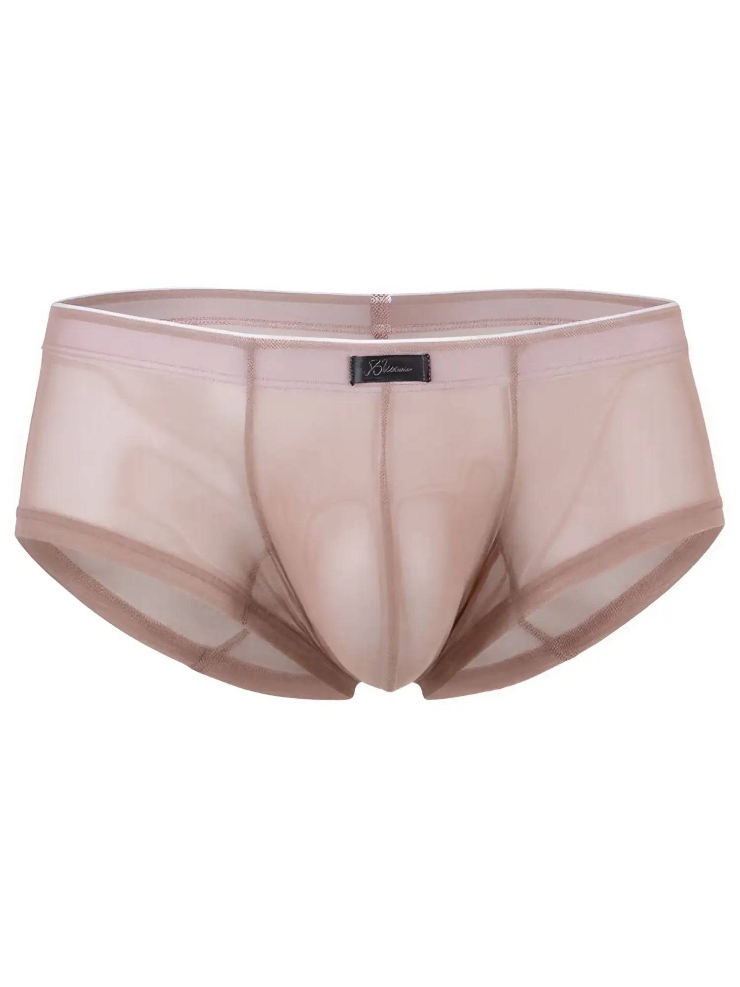 Nude-colored mesh bikini brief by Xtremen with a contoured front pouch and branded black waistband label.