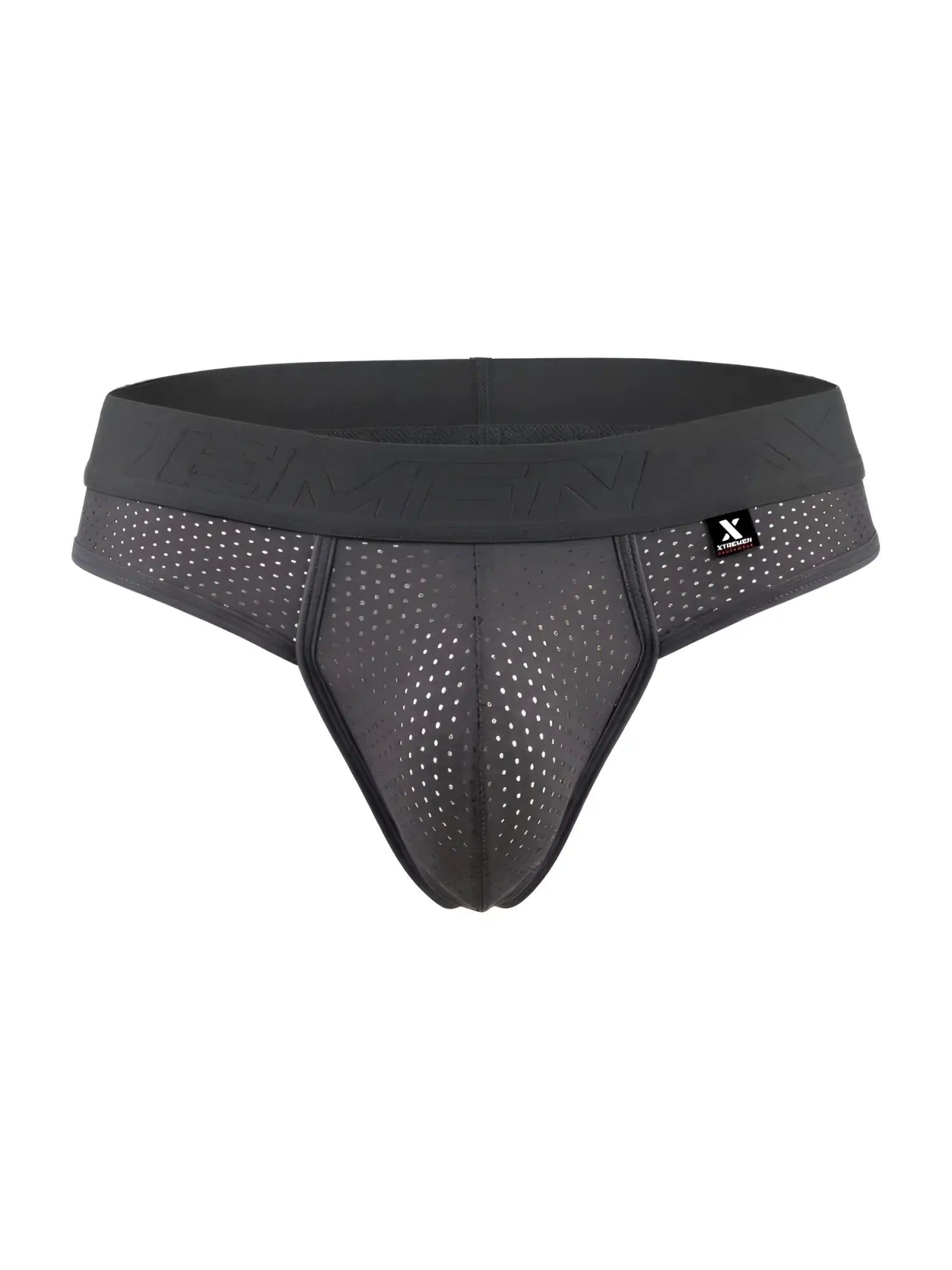 Black mesh athletic briefs with branded logo on waistband microfiber mesh gray xtremen 91268 micro thong