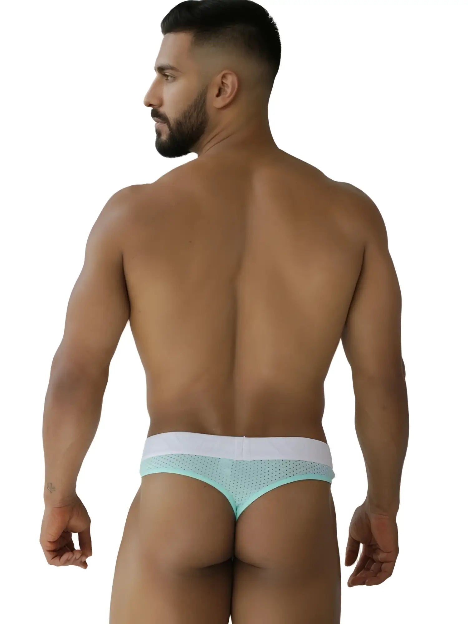 Light blue Xtremen 91268 microfiber mesh briefs with white waistband in seawater color for comfortable wear