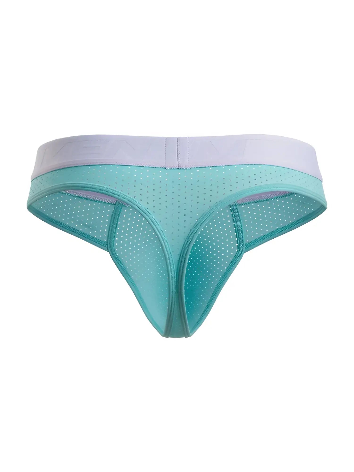 Teal microfiber mesh thong with lavender waistband seamless perforated design xtremen 91268 seawater color