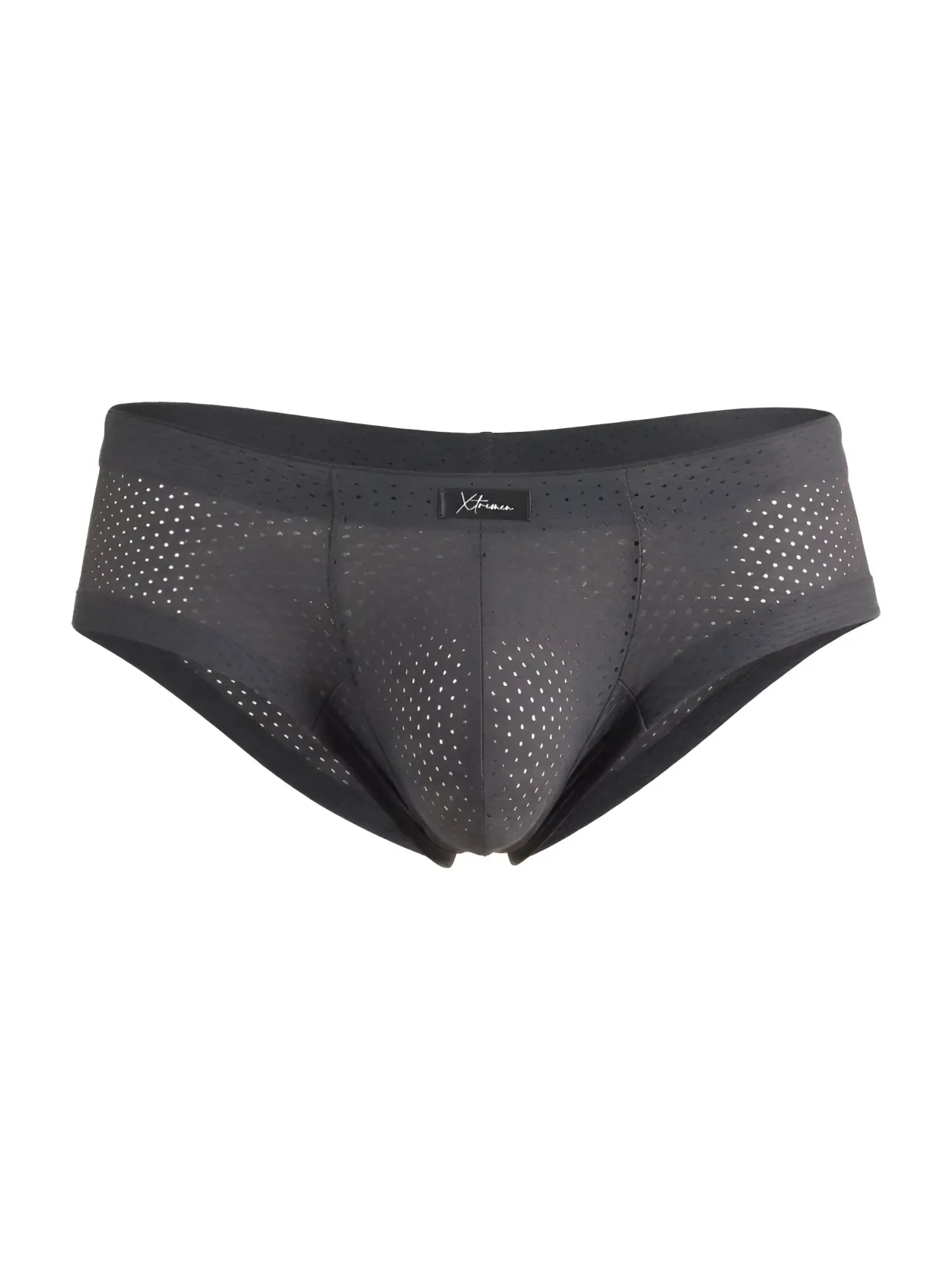 Xtremen 91269 gray microfiber mesh briefs with sleek form fitting design and breathable perforations