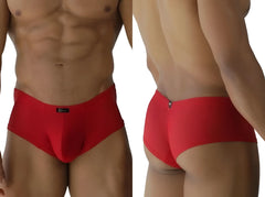 Xtremen 91269 microfiber mesh red men’s briefs with smooth form-fitting fabric and a small black brand tag on the waistband