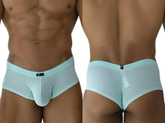 Xtremen 91269 microfiber mesh briefs in seawater color with light blue mesh fabric solid waistband and small black logo on front