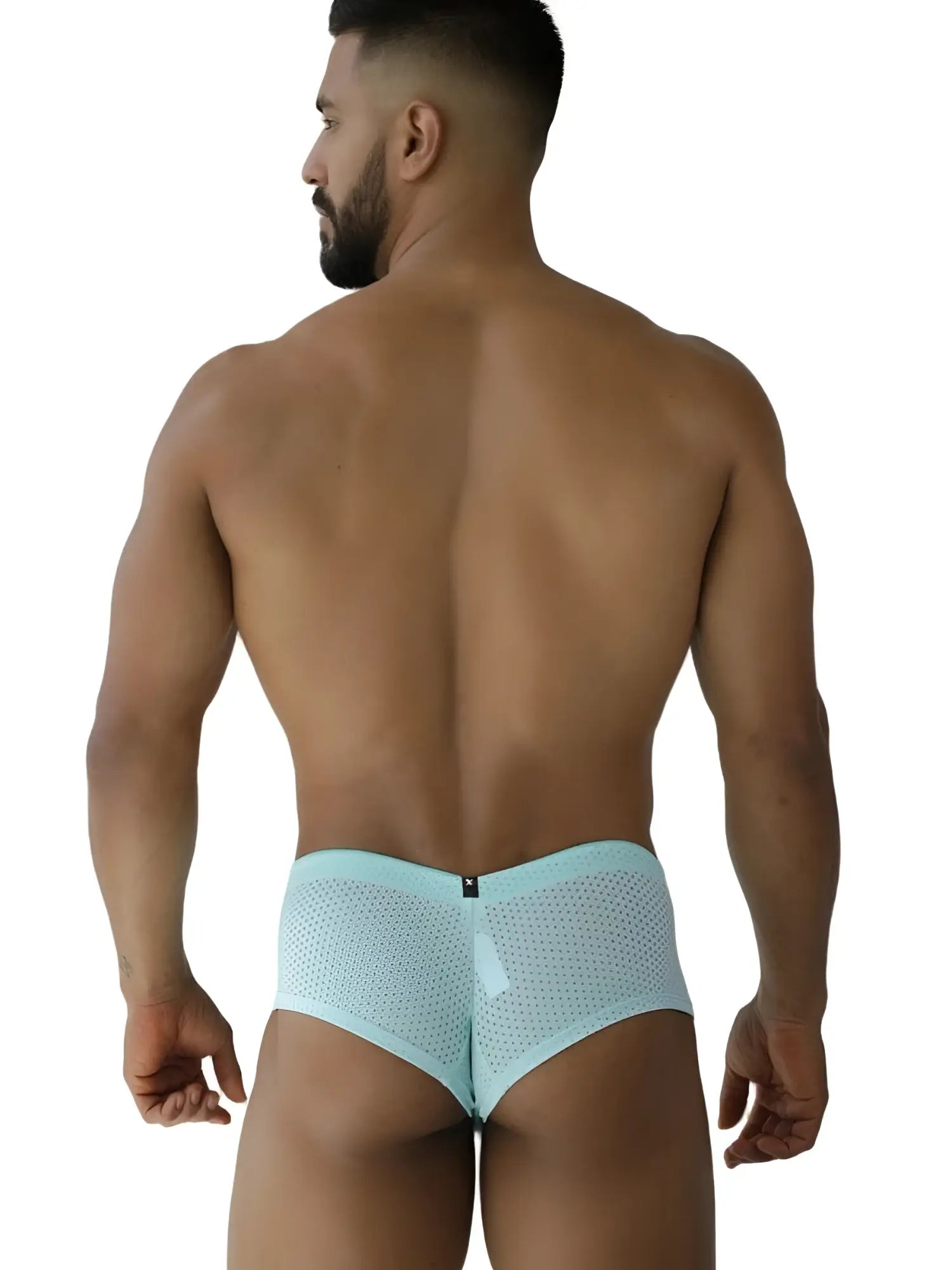 Xtremen 91269 microfiber mesh briefs in seawater color with light blue textured mesh and elastic waistband