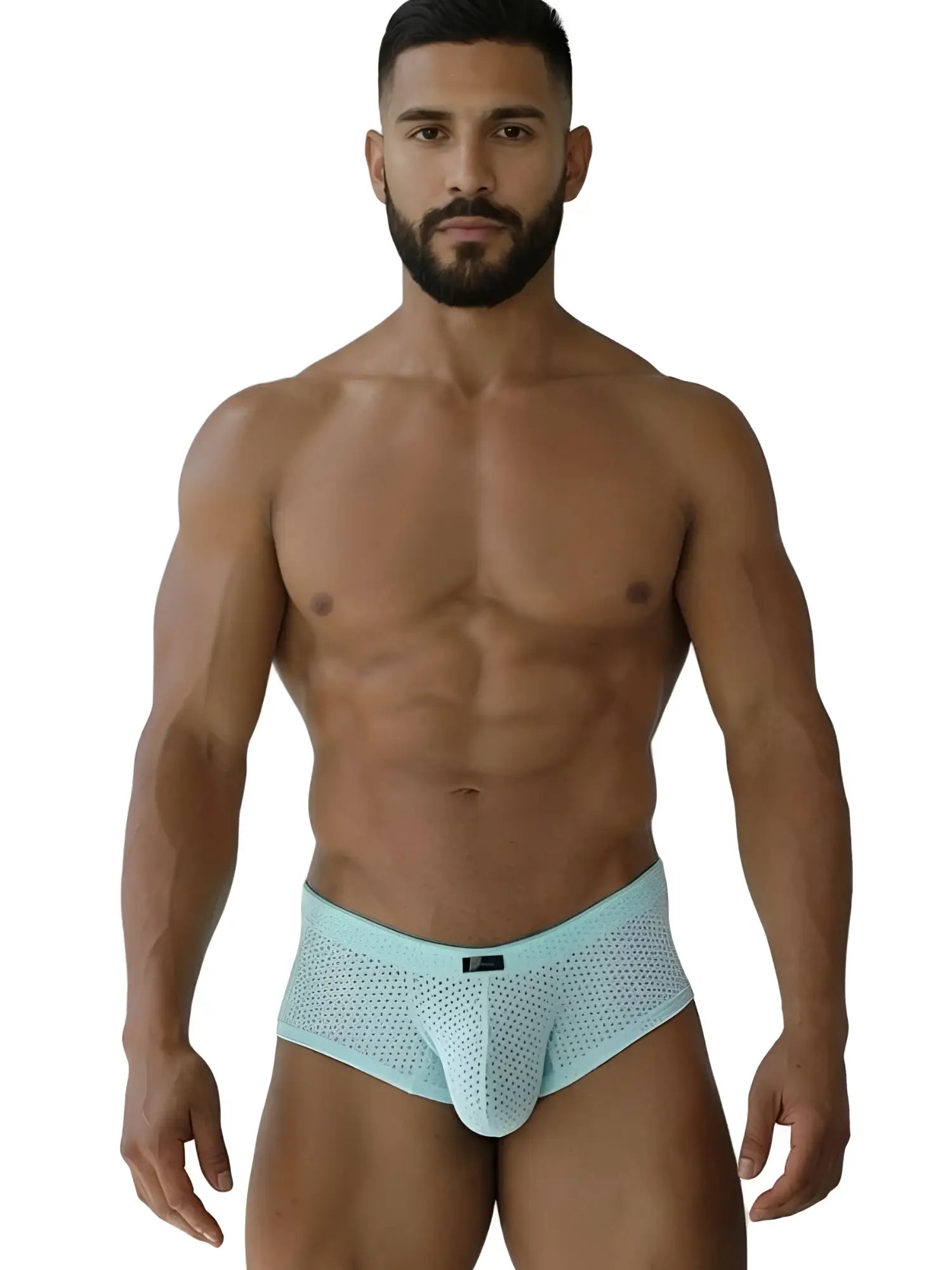 Xtremen 91269 microfiber mesh briefs in seawater color with light blue mesh and supportive contoured design