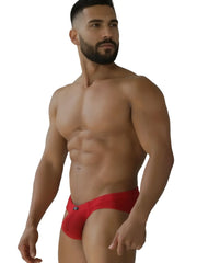 Red xtremen 91270 microfiber mesh athletic briefs with a sleek form-fitting design