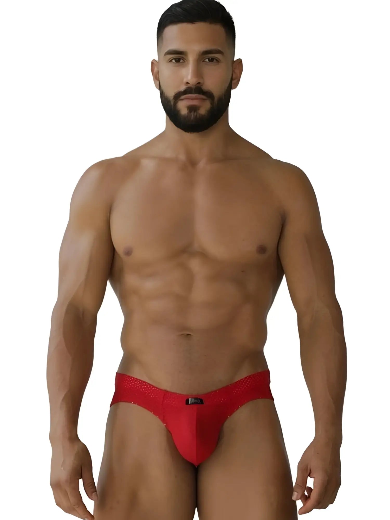 Xtremen 91270 microfiber mesh briefs in red featuring a form-fitting design with a small black logo on the front