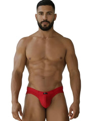 Xtremen 91270 microfiber mesh briefs in red featuring a form-fitting design with a small black logo on the front