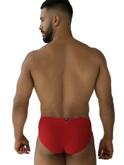Xtremen 91270 microfiber mesh red briefs showing the back with a small metallic clasp detail