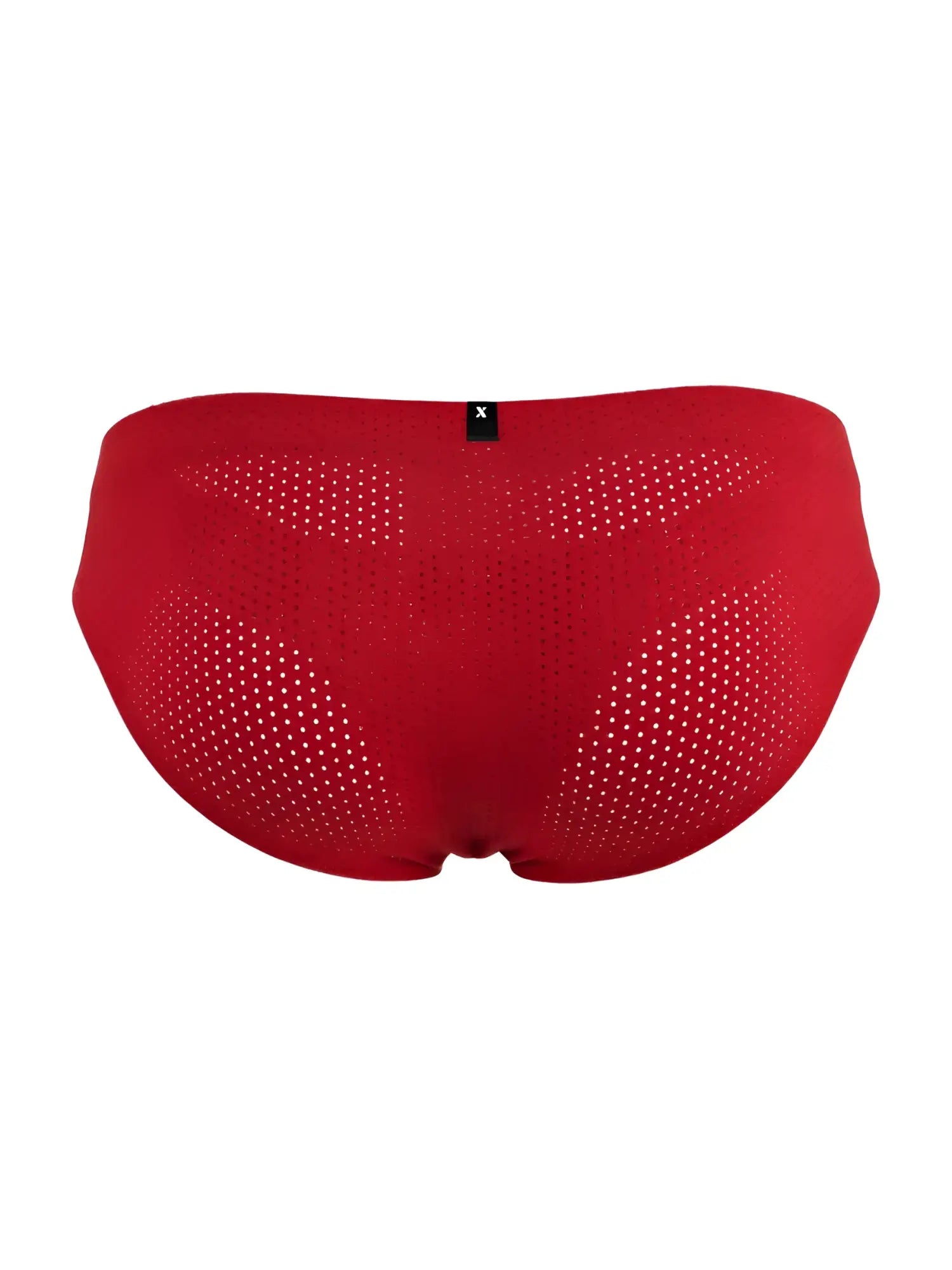 Red microfiber mesh briefs Xtremen 91270 with a sleek, modern design featuring perforated swim trunks details