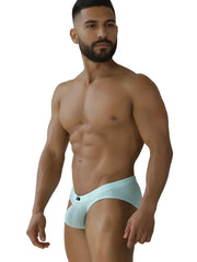 Light blue microfiber mesh briefs with small black logo on left hipband xtremen 91270 color seawater