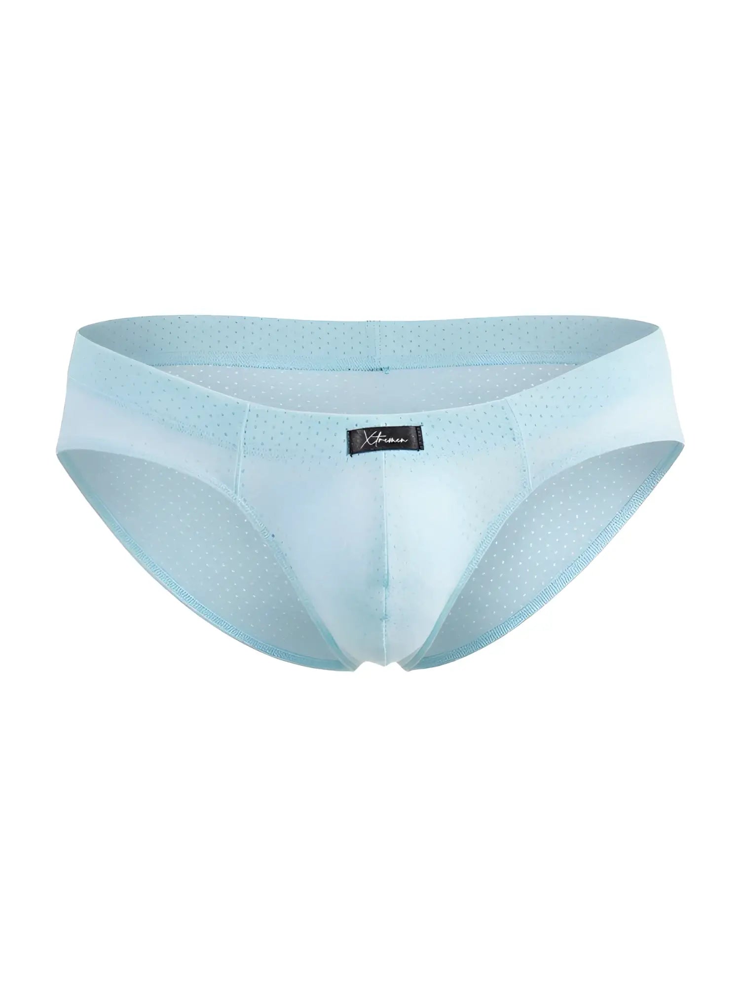 Xtremen 91270 microfiber mesh briefs in seawater color with breathable light blue perforated fabric and branded waistband label