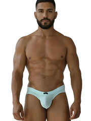 Xtremen 91270 sea water microfiber mesh briefs in light blue with subtle pattern and black brand tag on waistband