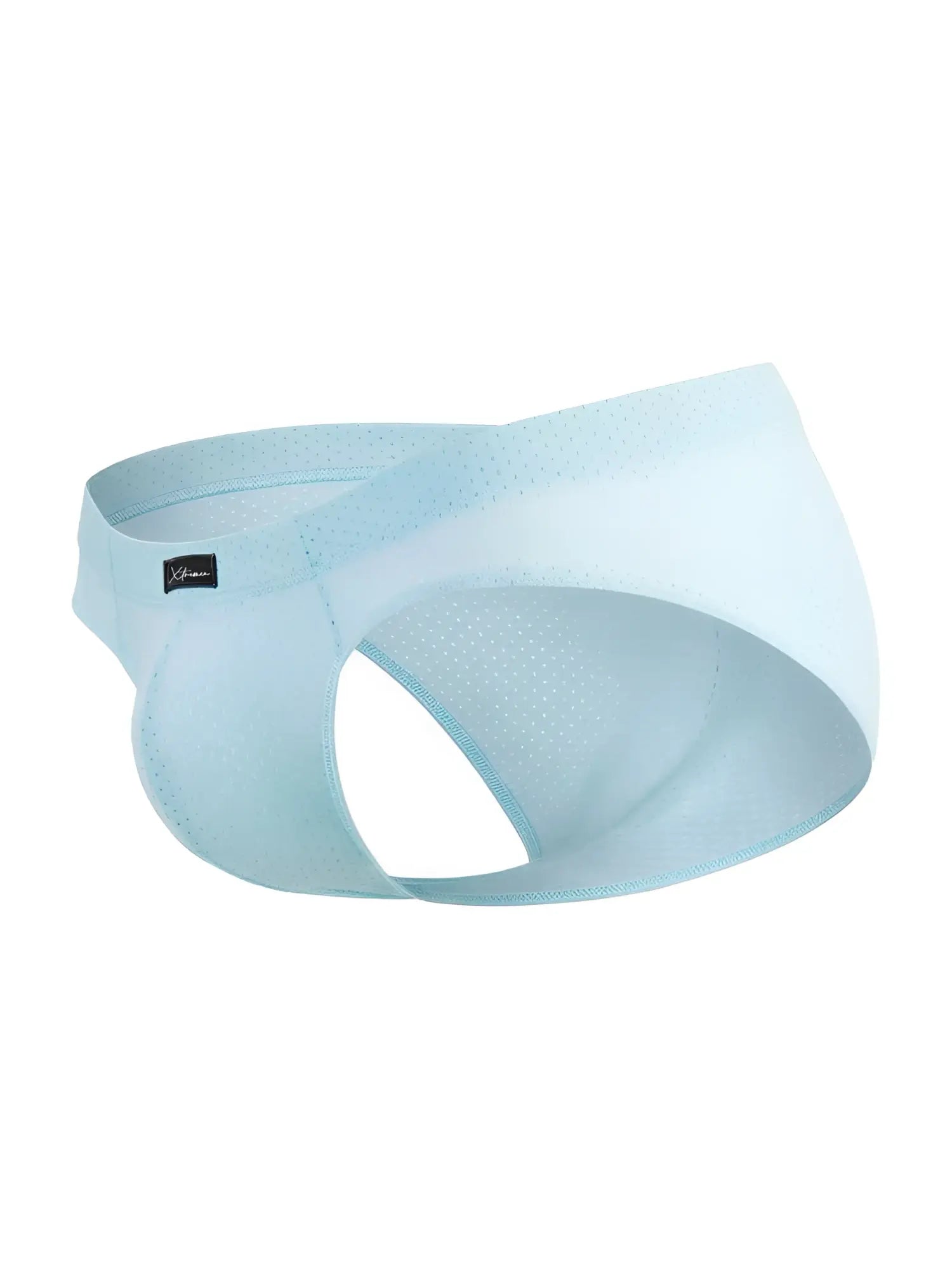 Xtremen 91270 microfiber mesh briefs in seawater color featuring light blue perforated texture and sleek modern design