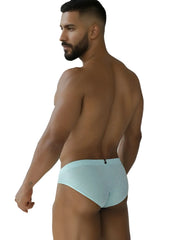 Xtremen 91270 microfiber mesh briefs in seawater light blue with textured pattern and small black waistband logo