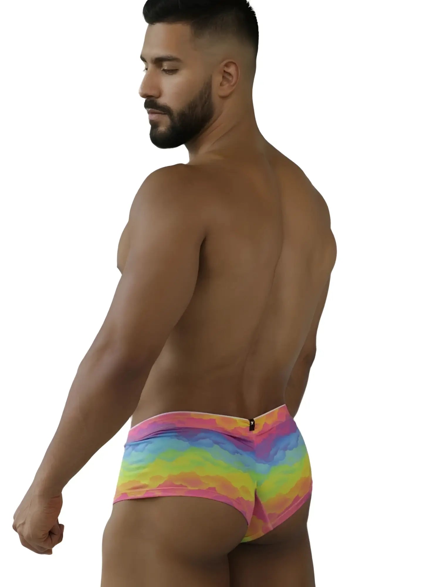 Xtremen 91283 rainbow printed microfiber briefs color cloud with vibrant rainbow gradient stretchy fabric