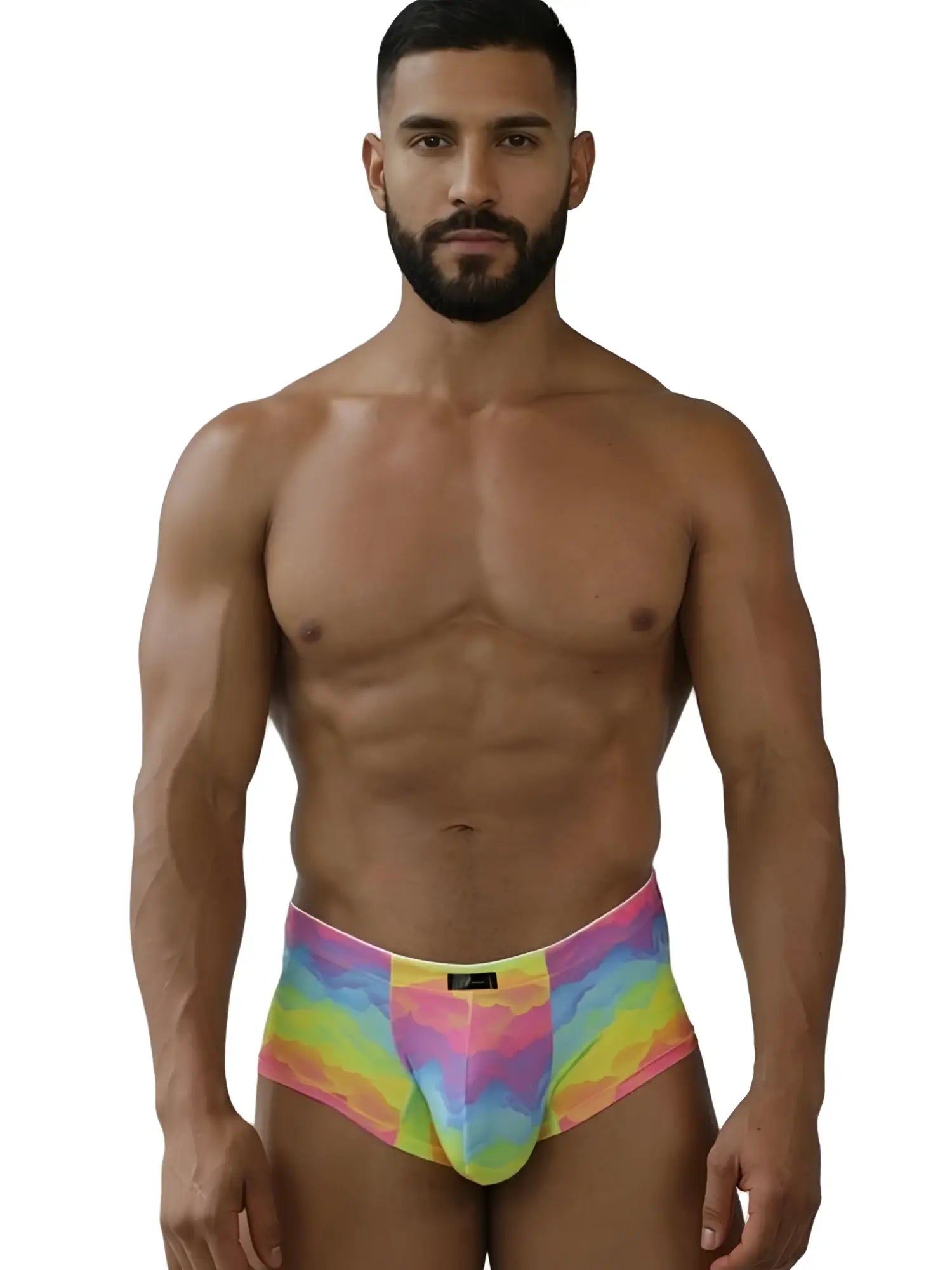 Xtremen 91283 rainbow printed microfiber briefs men’s tie-dye pattern snug fit elastic waistband color cloud