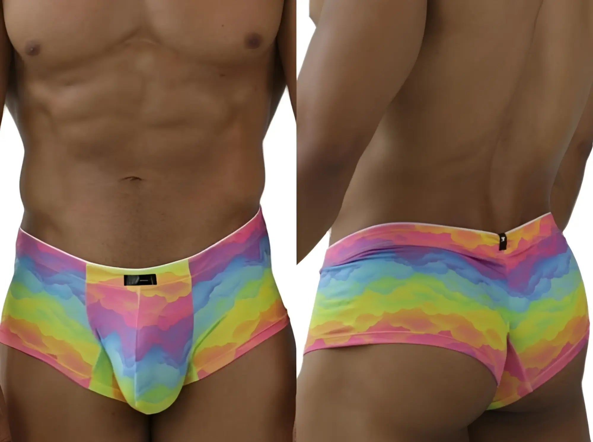 Xtremen 91283 rainbow printed microfiber briefs with vibrant tie-dye pattern elastic waistband and snug fit
