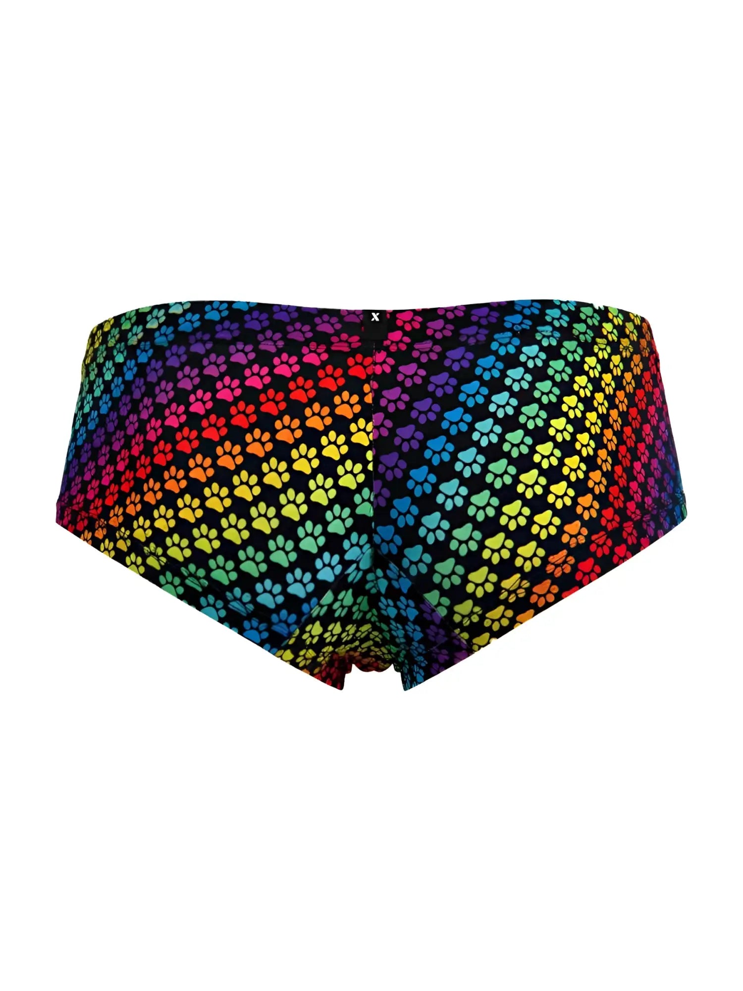 Xtremen 91283 black microfiber briefs with rainbow-colored paw print pattern for comfortable everyday wear