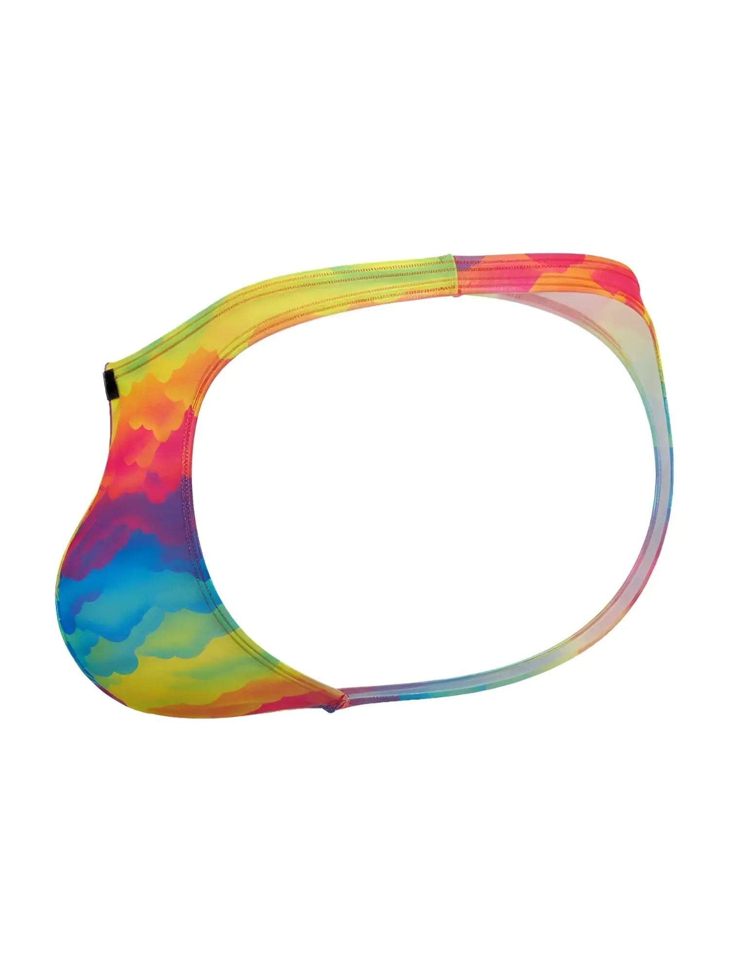 Xtremen 91284 printed microfiber thong in vibrant rainbow tie dye with seamless stretchy fabric design