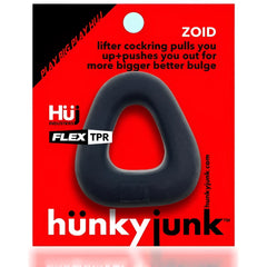 Black silicone zoid wide-base bulge c-ring with triangular opening by hunkyjunk for enhanced support and comfort