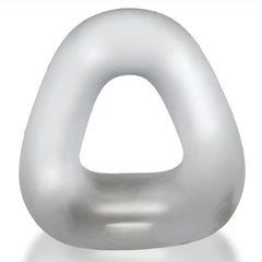 Silver matte finished abstract sculpture with triangular outline and smooth rounded contours in zoid wide base bulge c ring