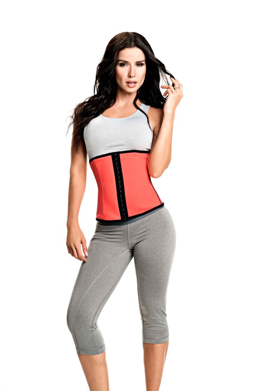 TrueShapers 1061 Latex free Workout Waist Training Cincher Color Coral