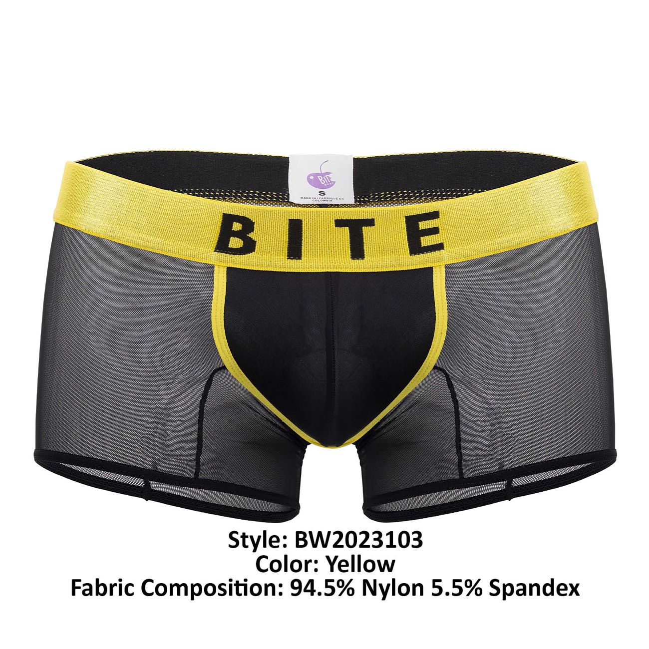 BiteWear BW2023103 Short de bain lumineux Lime Couleur Jaune