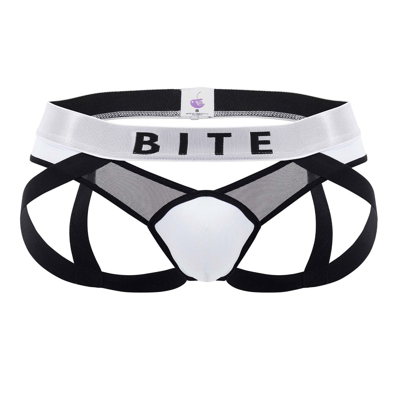 BiteWear BW2023108 Tuxedo Banana Jockstrap Color White