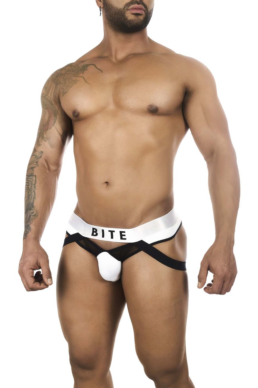 BiteWear BW2023108 Tuxedo Banana Jockstrap Color White