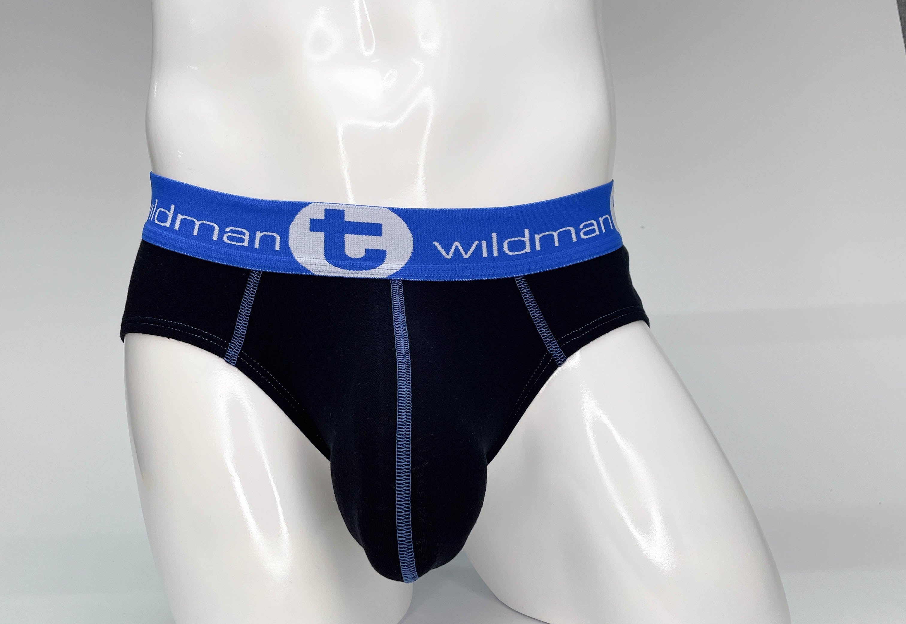 WildmanT Big Boy Pouch Cotton Brief Black and Blue - EricSaloDesign.com