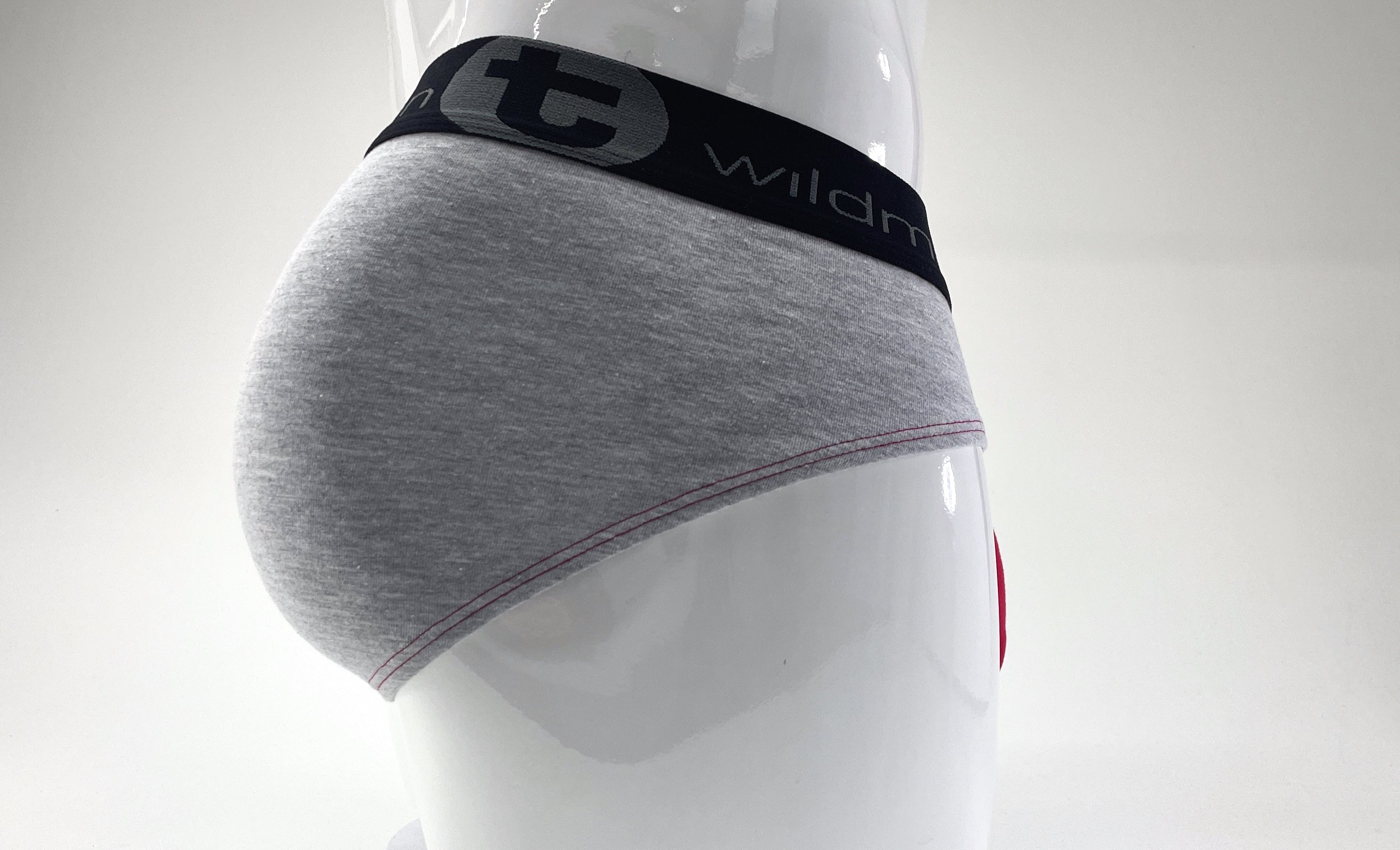 WildmanT Stretch Cotton Big Boy Pouch Brief Gray/Red - EricSaloDesign.com