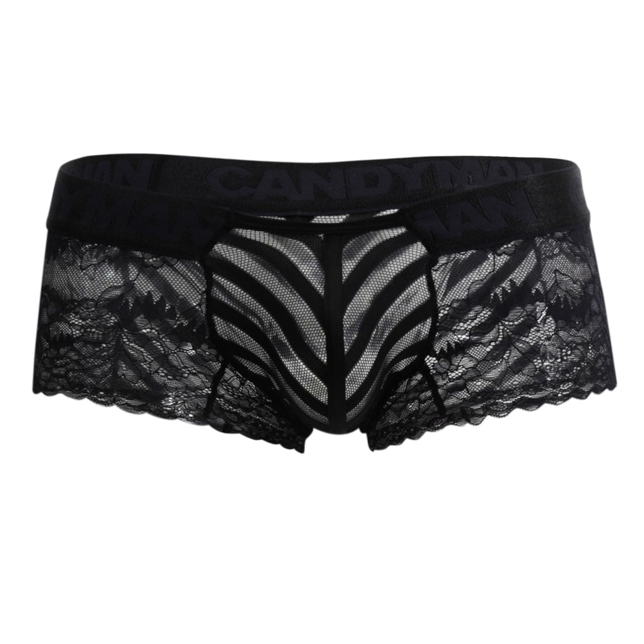 Boxer en maille et dentelle CandyMan 99393X Couleur Noir