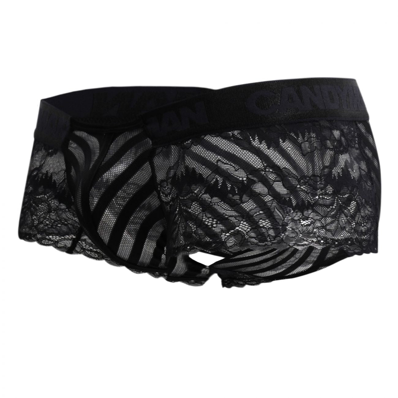 Boxer en maille et dentelle CandyMan 99393X Couleur Noir