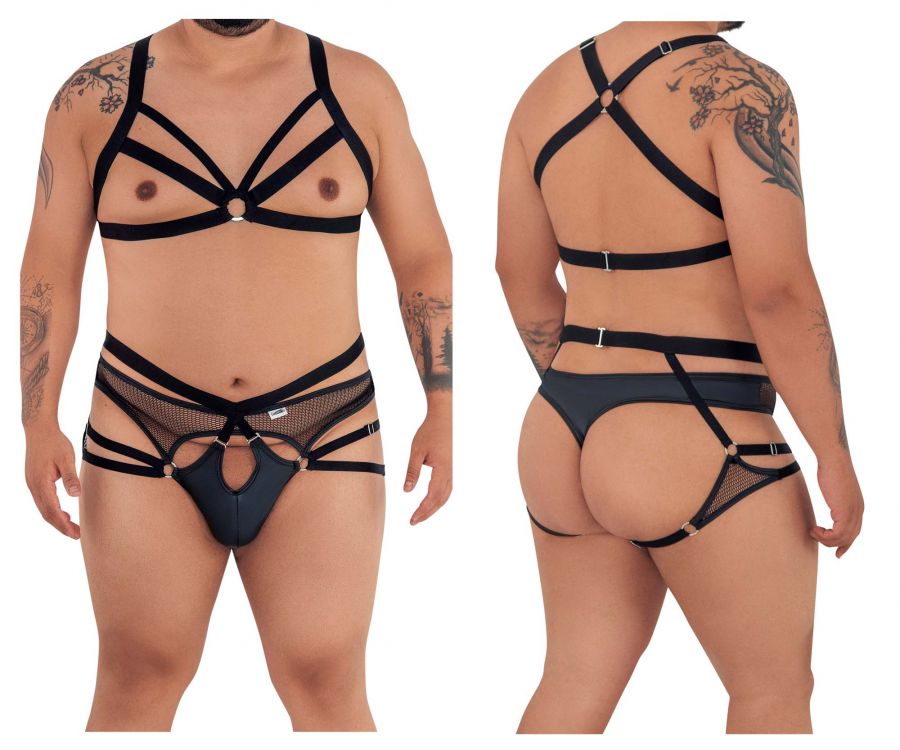 CandyMan 99546X Harness-Thongs Outfit Color Black