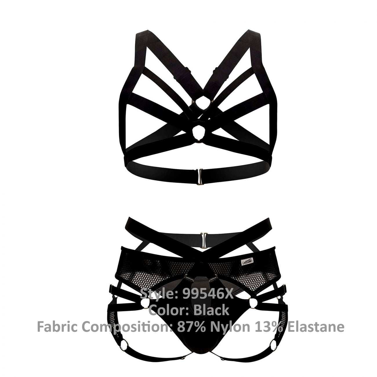 CandyMan 99546X Harness-Thongs Outfit Color Black