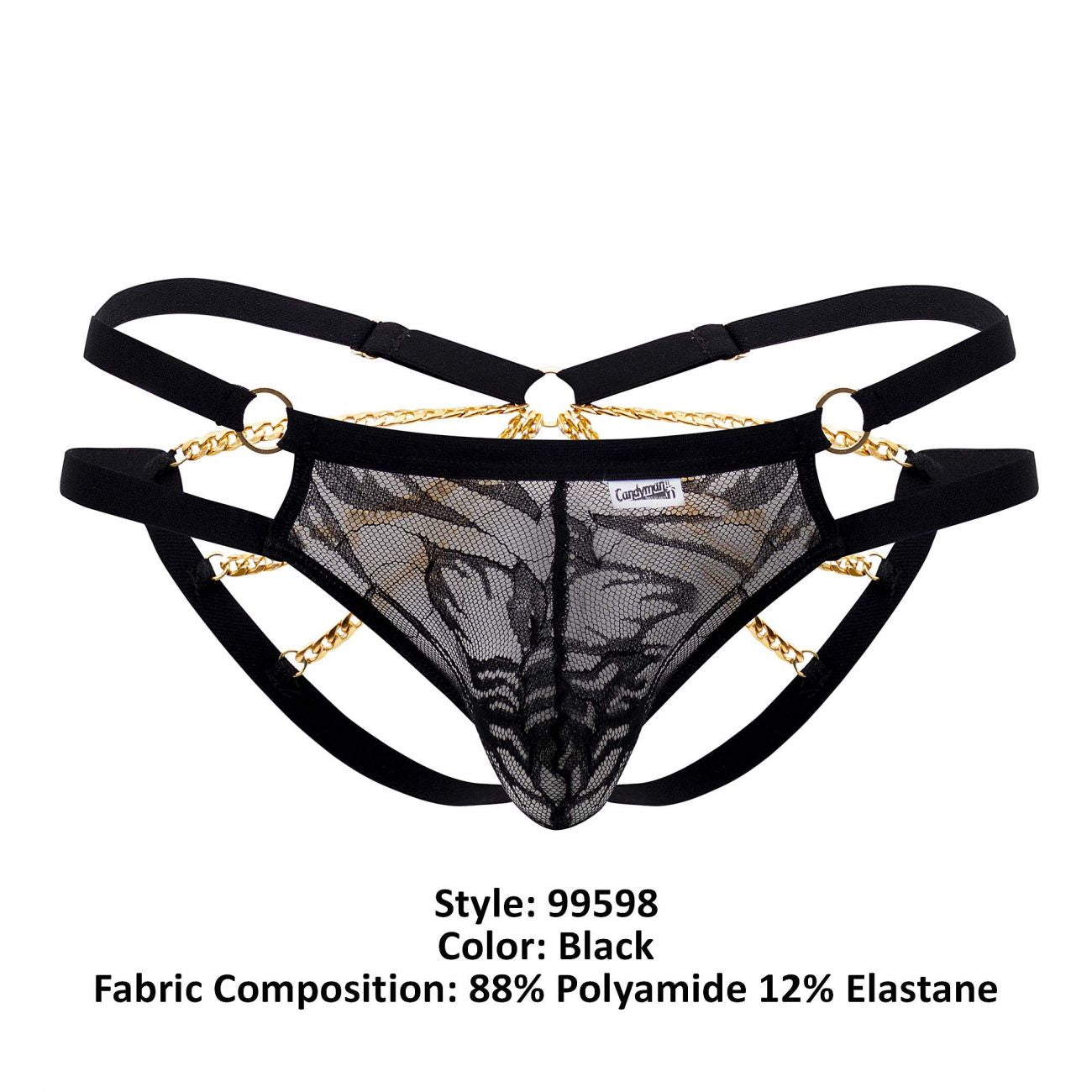 CandyMan 99598 Bikini en dentelle et chaîne Couleur Noir