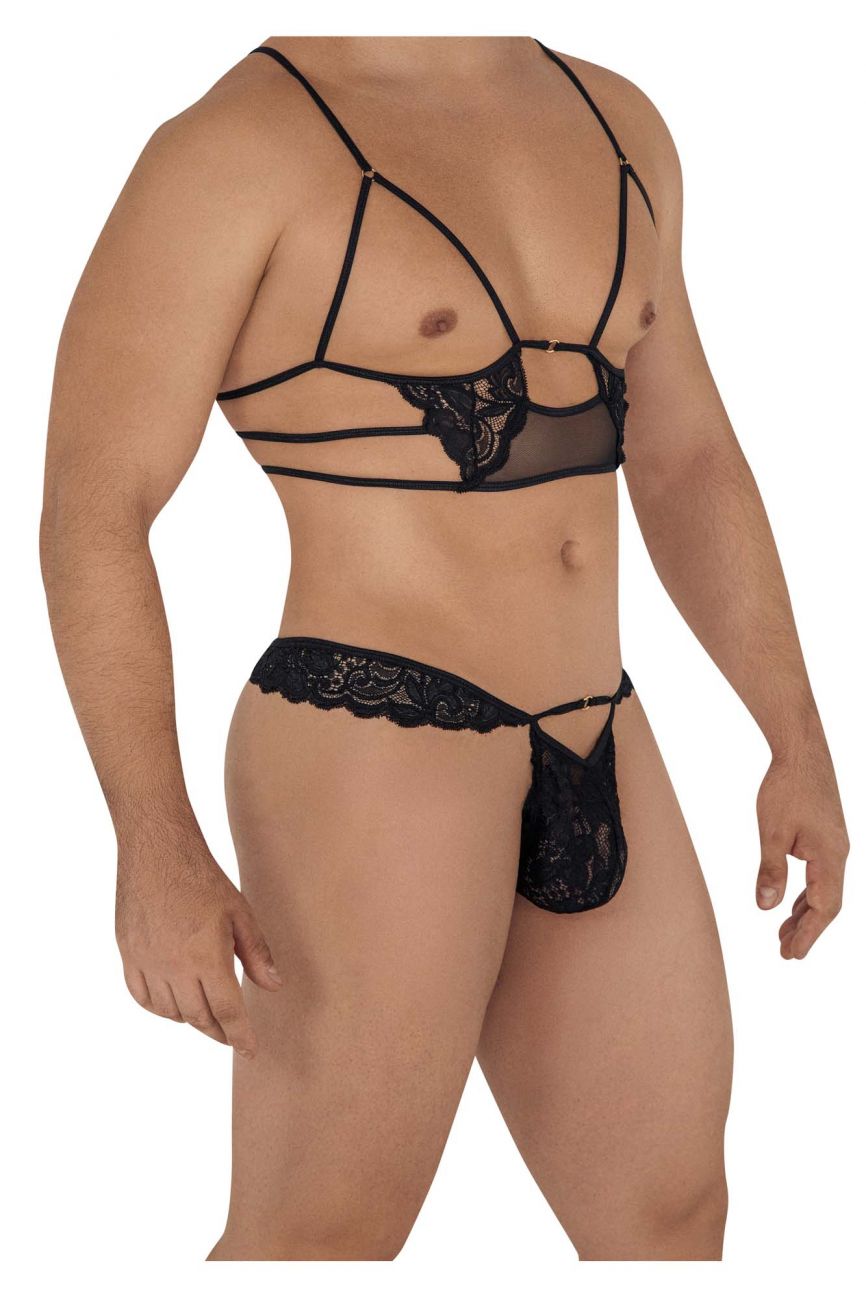 CandyMan 99604 Harness-Thongs Outfit Color Black