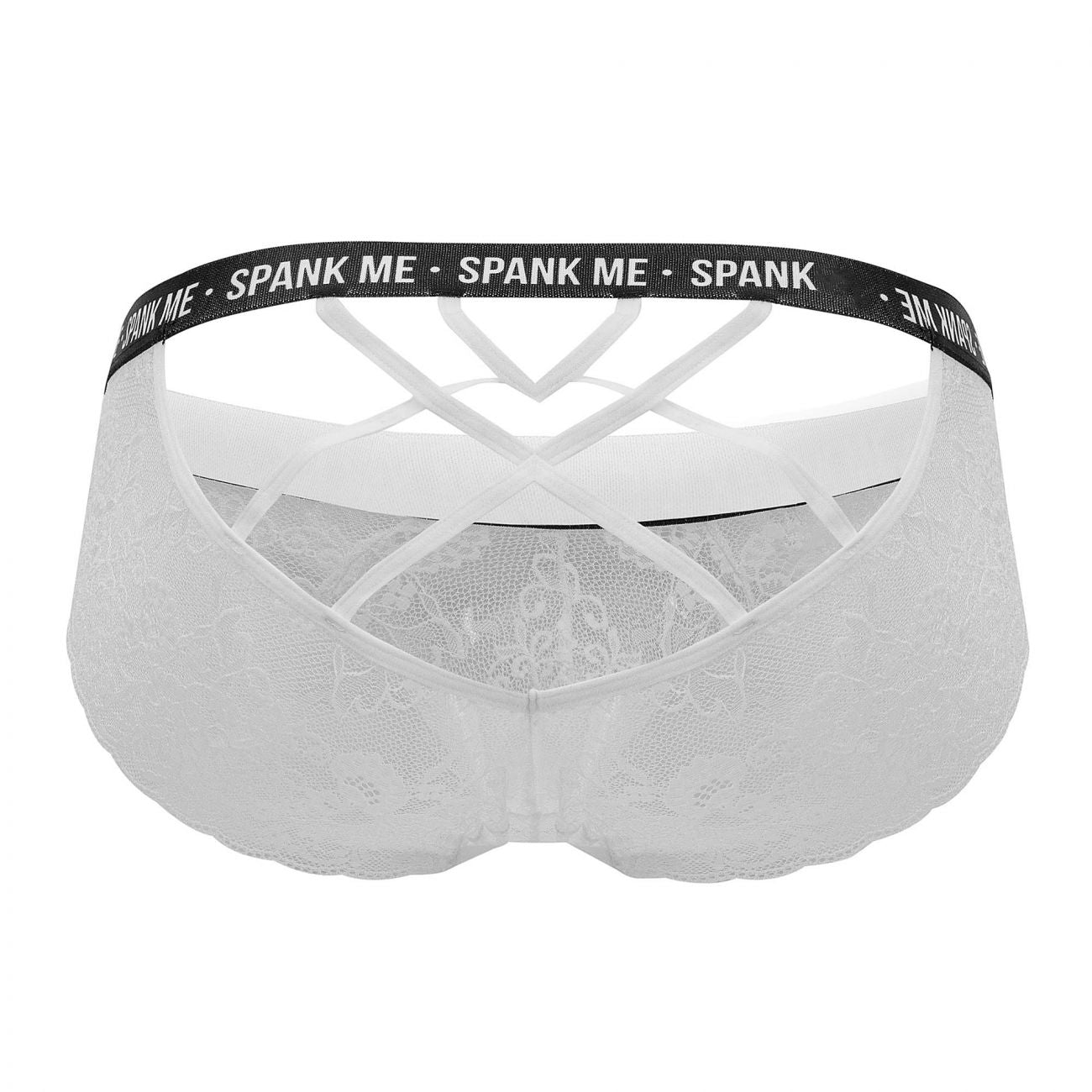 CandyMan 99615X Spank Me Lace Briefs Color White