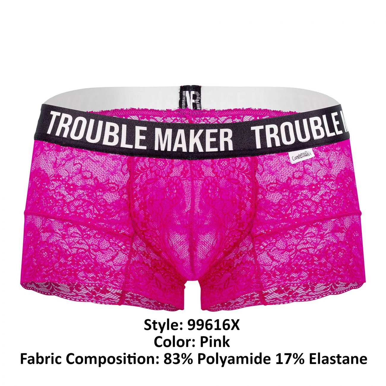 CandyMan 99616X Trouble Maker Lace Trunks Color Pink