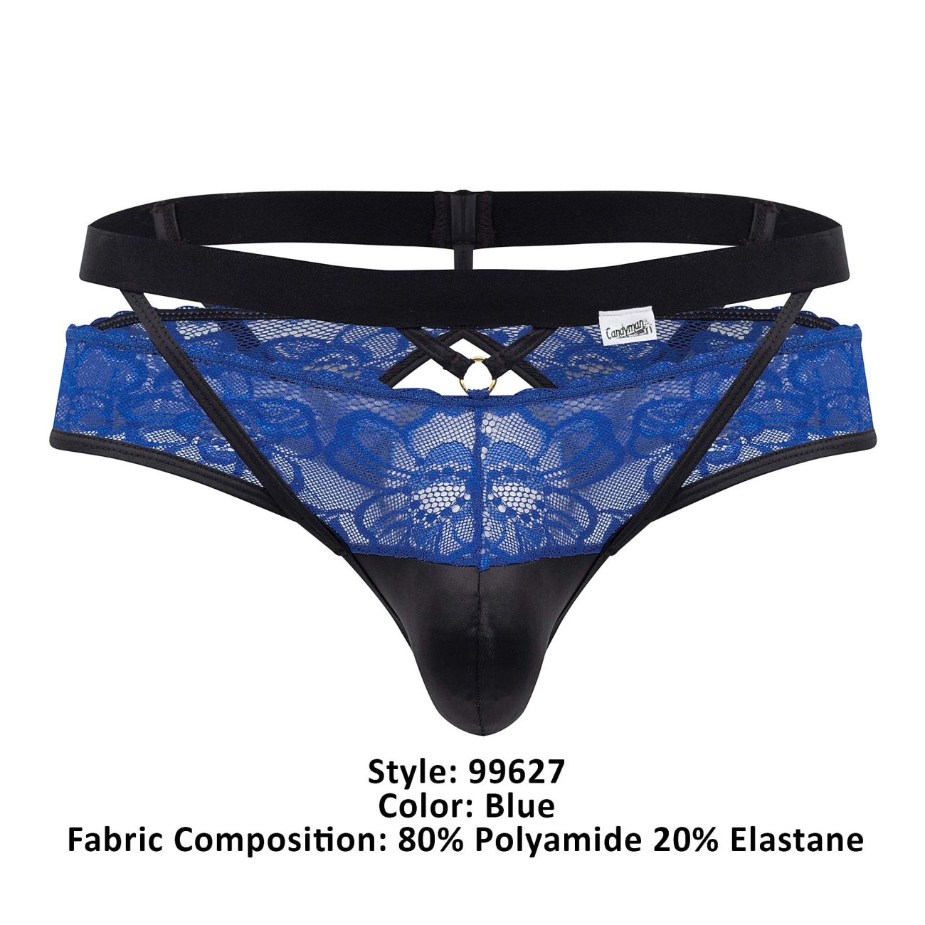 CandyMan 99627 Lace Jockstrap Color Blue