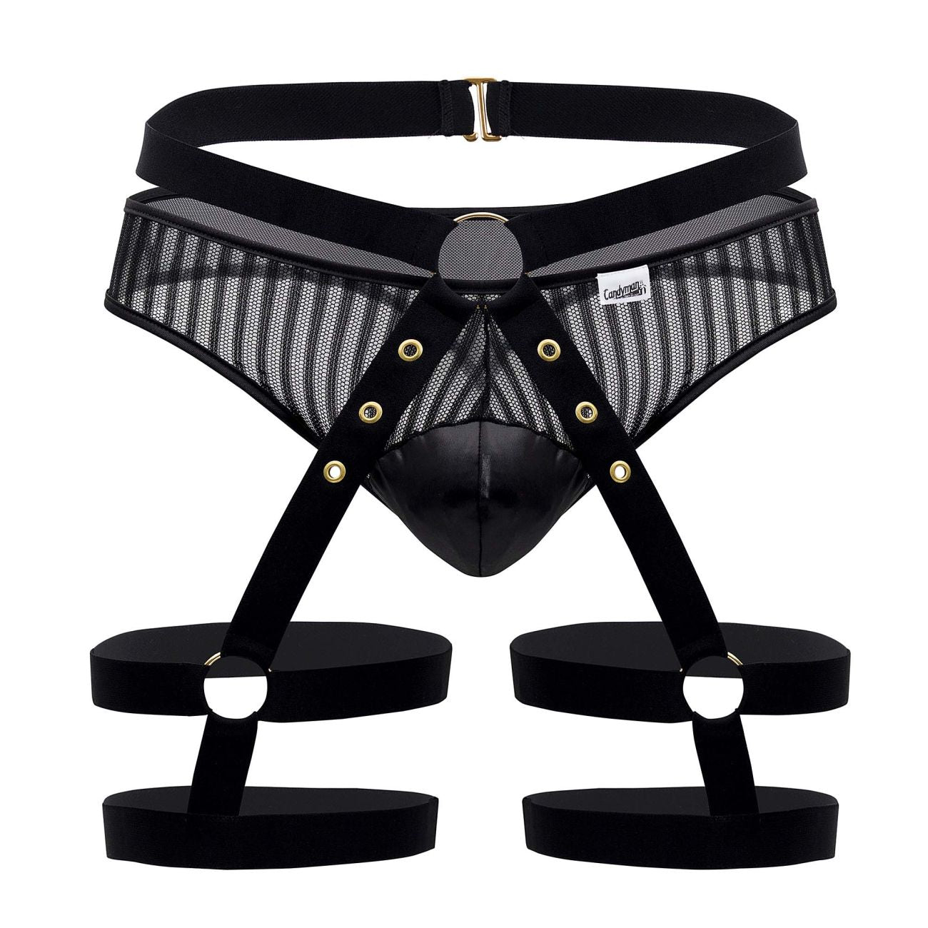 CandyMan 99676 Garter Thongs Two Piece Set Color Black