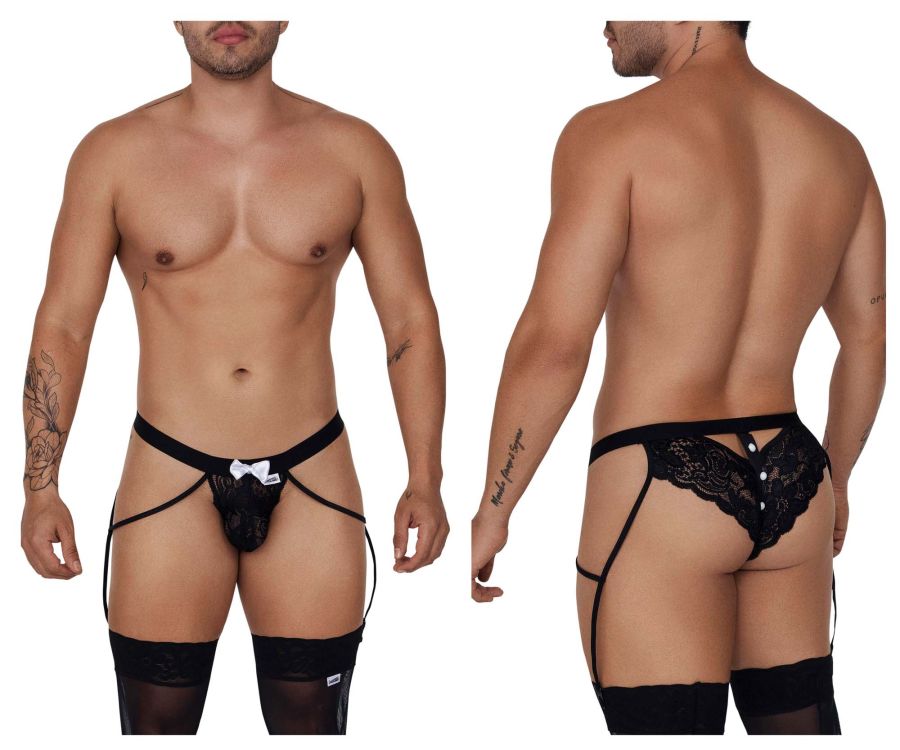 CandyMan 99679 Lace Garter Briefs Color Black