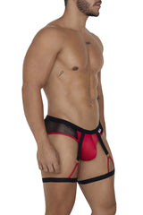 CandyMan 99684 Garter Briefs Color Black-Red