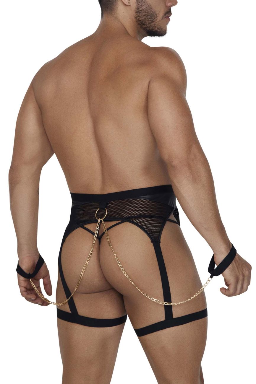 CandyMan 99690 Straps-Tangas, zweiteiliges Set, Farbe Schwarz