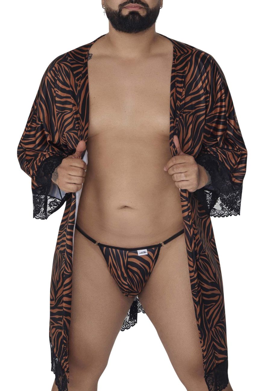 CandyMan 99700X Robe Thong Two Piece Set Color Animal Print